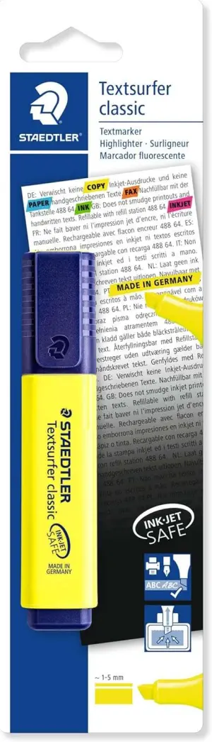 Staedtler Textsurfer Classic 364 Marcador Fluorescente Amarillo 1-5mm Punta Biselada