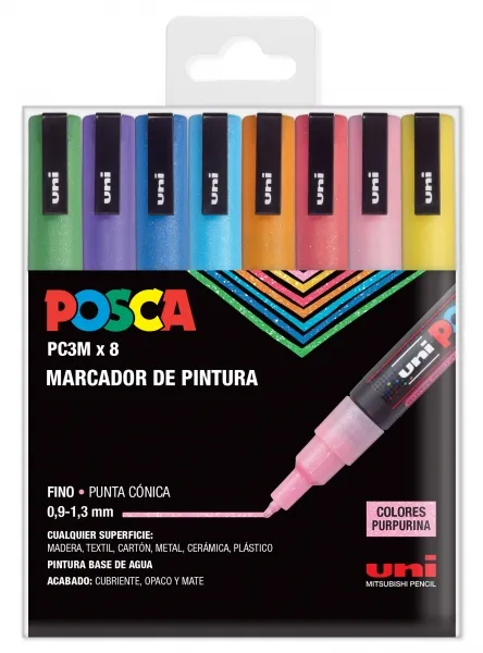 POSCA Marcador PC-3M/8C Pintura No Permanente Punta Cónica 0,9-1,3 mm Estuche SP 8