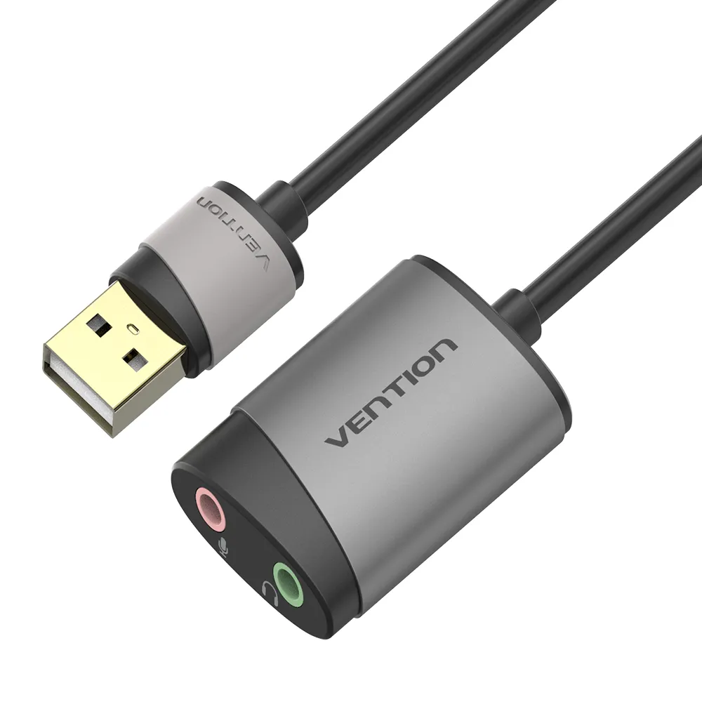 Vention Tarjeta de Sonido USB-A a 2xJack 3.5 Hembra - Color Gris
