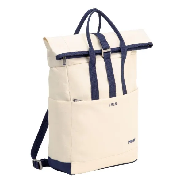 Milan Mochila Urbana 10L Beige - Cierre Superior Enrollable, 2 Bolsillos Laterales, Acolchado