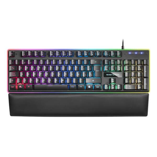 Mars Gaming Mk320 Teclado Hibrido Usb - Retroiluminacion Led Rgb - Reposamuñecas Acolchado - Antighosting - Cable De 1.50M