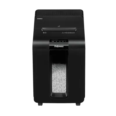Fellowes AutoMax 100M Destructora de Papel Automática Minicorte P-4, Autoalimentación 100 Hojas, Papelera 23L, Negro