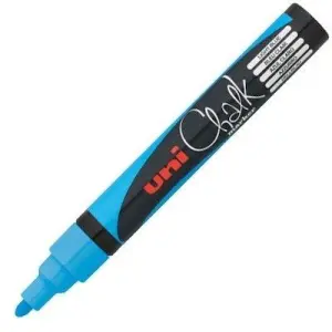 Uni-Ball Marcador De Tiza Líquida Chalk PWE-5M Azul Claro Caja 6 Unidades