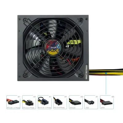 TOOQ Fuente De Alimentación 650W TQAPOLO-650SP ATX PFC Activo 5 SATA 3 MOLEX Negra