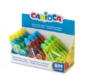 Carioca Expositor de 12 Correctores Cubrientes Reescribibles para Papel - Varios Colores