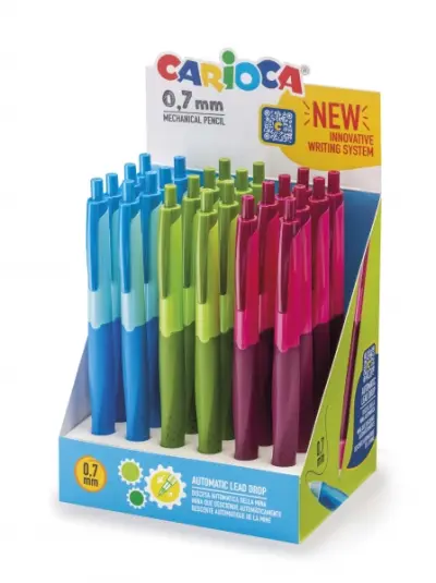Carioca Expositor 24 Portaminas Automáticos Ø 0.7mm - Empuñadura Antibacteriana