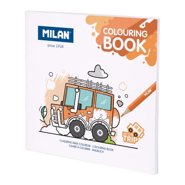 Milan Let's Go Trip Cuaderno Para Colorear Microperforado - Tematica Vehiculos - 20 Ilustraciones Detalladas