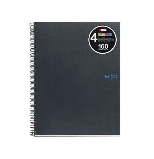 Miquelrius Cuaderno Espiral A5+ 160H 70g 5x5mm 2 Taladros Microperforado Grafito
