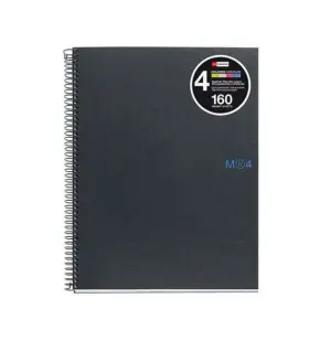 Miquelrius Cuaderno Espiral A5+ 160H 70g 5x5mm 2 Taladros Microperforado Grafito