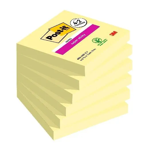 Post-It Bloc Notas Adhesivas Super Sticky 90H 76X76 Canary Yellow Paquete 6 Ud