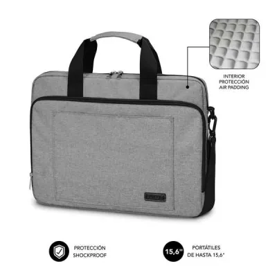 Subblim Maletin Para Ordenador Portatil - Diseño Elegante Para Portatiles De Hasta 15,6" - Sistema De Proteccion Air Padding - Doble Cremallera - Compartimentos Separados - Gran Capacidad De Almacenamiento - Color Gris