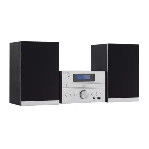 Thomson MIC122BT Micro Cadena Bluetooth con Reproductor de CD y Radio FM, 50W, Bass Boost, Mando a Distancia, Plata
