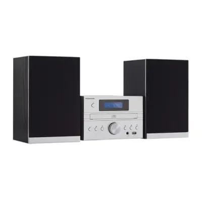 Thomson MIC122BT Micro Cadena Bluetooth con Reproductor de CD y Radio FM, 50W, Bass Boost, Mando a Distancia, Plata
