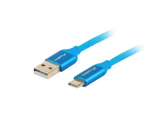 Lanberg Cable USB 2.0 1m USB-C a USB-A Azul