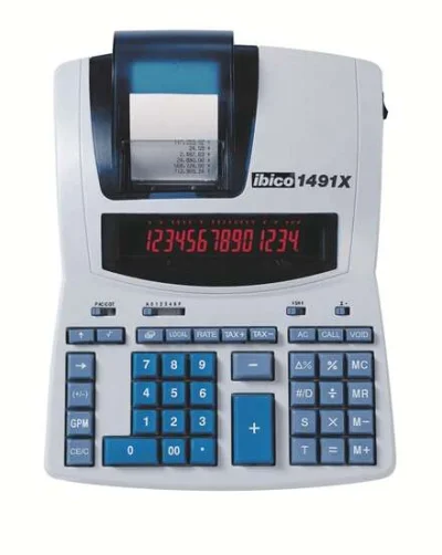 Ibico 1491X Calculadora Profesional Térmica 14 Dígitos Pantalla LCD 2 Colores