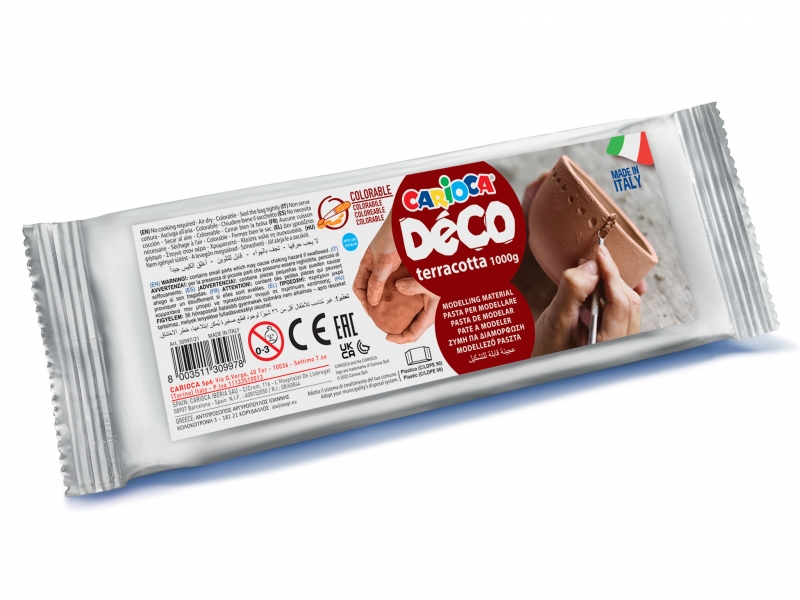 Carioca Pasta De Modelar Terracota 1000Gr - Apta Para Todas Las Tecnicas De Modelaje - Endurece Al Aire Sin Coccion - Facil De Alisar - Color Marron