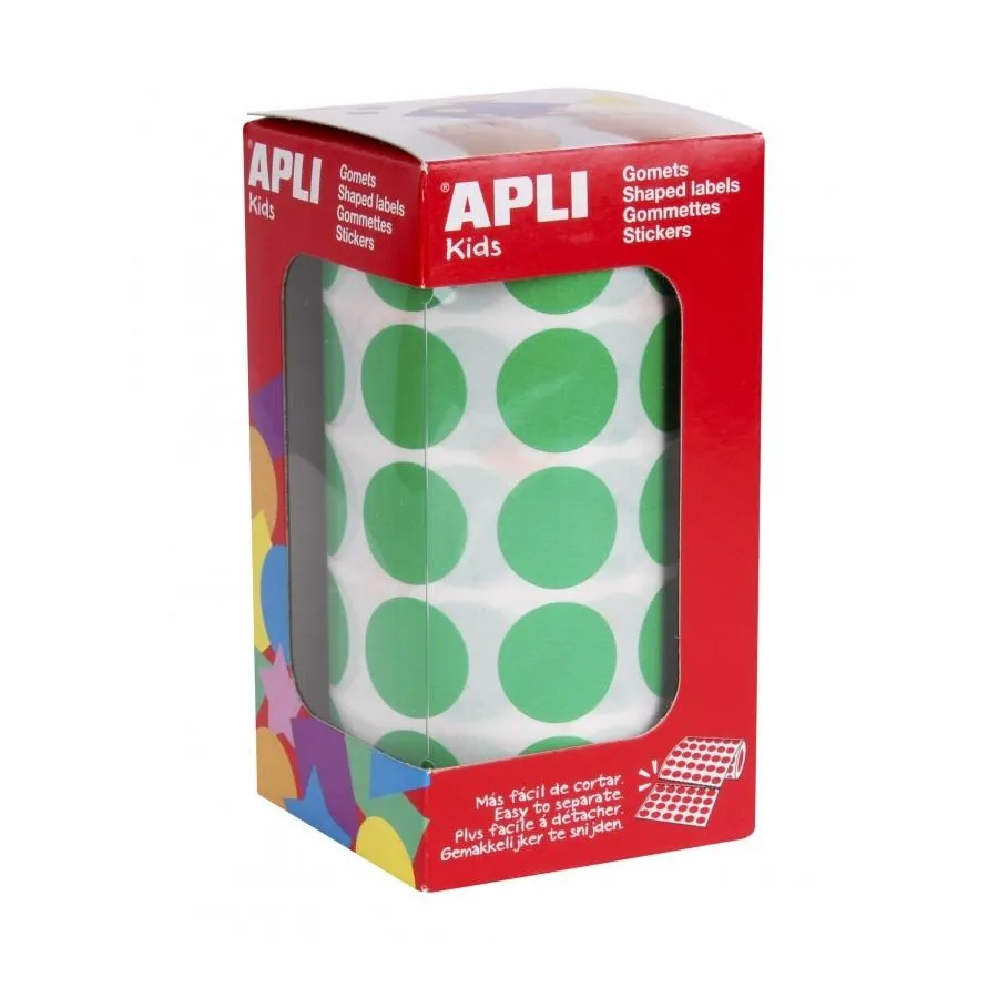 Apli Gomets Redondos 20Mm Rollo Verde