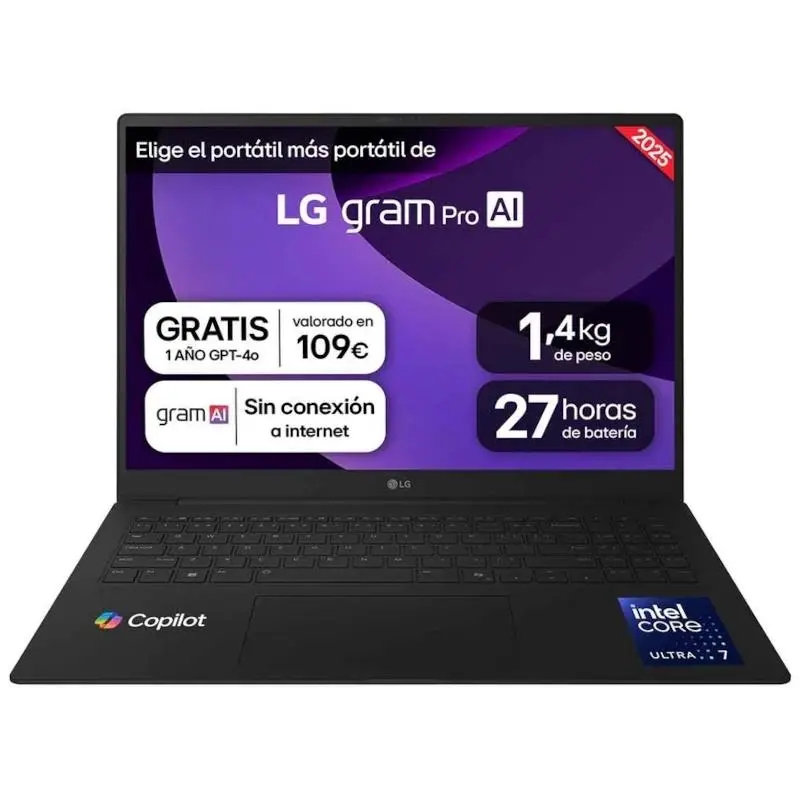 LG 16Z90TR-G.AP88B Portátil 16" Intel U7-255H 32GB RAM 1TB SSD Windows 11 Pro