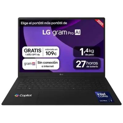 LG 16Z90TR-G.AP88B Portátil 16" Intel U7-255H 32GB RAM 1TB SSD Windows 11 Pro