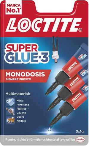 Loctite Super Glue-3 Mini Trio Pack de 3 - 1gr - Adhesivo Transparente de Triple Resistencia