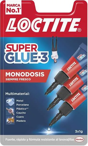 Loctite Super Glue-3 Mini Trio Pack de 3 - 1gr - Adhesivo Transparente de Triple Resistencia
