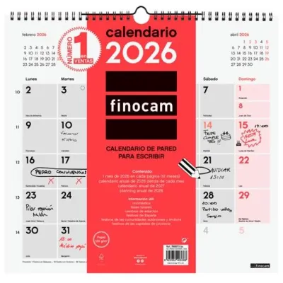 Finocam Calendario De Pared Para Escribir 340X320mm Neutro 2026