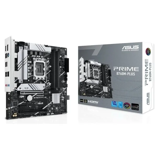 Asus Prime B760M-Plus Placa Base Intel 1700 4X Ddr5 - Hdmi, M.2, Pcie4.0, 4X Sata Iii, Usb, Rj-45, Micro-Atx