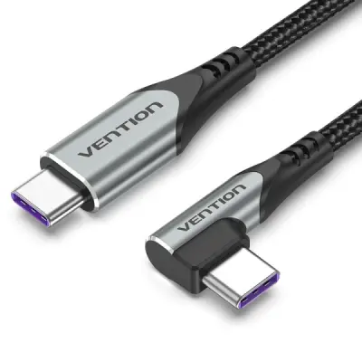Vention Cable USB-C 2.0 a USB-C 2.0 5A 100W 1m Trenzado Acodado Gris