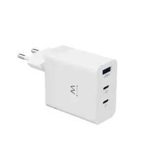 Ewent Cargador USB 3 Puertos 65W - 1 USB A y 2 USB C - Color Blanco