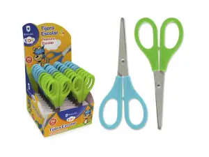 Bismark Tijera Escolar 13cm con Mangos de Plástico y Punta Roma en Azul y Verde