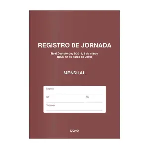 Dohe Libro de Registro de Jornada 12 Hojas Mensuales para 1 Empleado 1 Año 120 gr