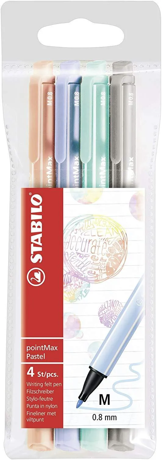 Stabilo Rotuladores Para Escritura Pointmax Punta M C/Surtidos Pastel Estuche 4 Ud