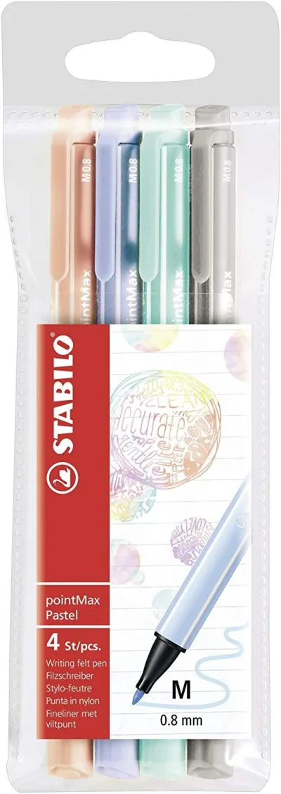 Stabilo Rotuladores Para Escritura Pointmax Punta M C/Surtidos Pastel Estuche 4 Ud