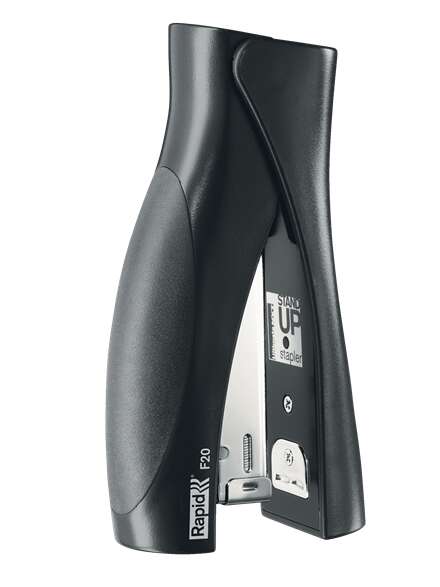 Rapid Ultimate F20 Grapadora Vertical - Hasta 20 Hojas - Para Grapas 24/6 Y 26/6 - Grapado Cerrado Y Clavado - Color Negro